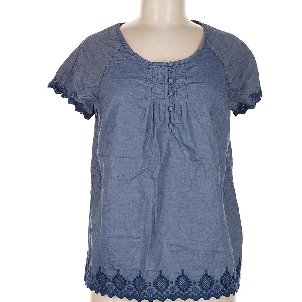 Tommy Hilfiger Blue Blouse with Lace Accents